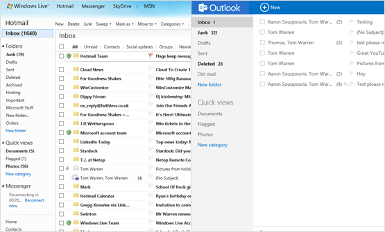 Diferencias entre Outlook.com y Hotmail