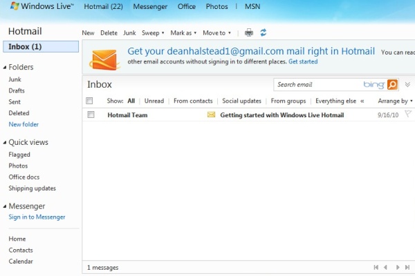 Hotmail versión anterior